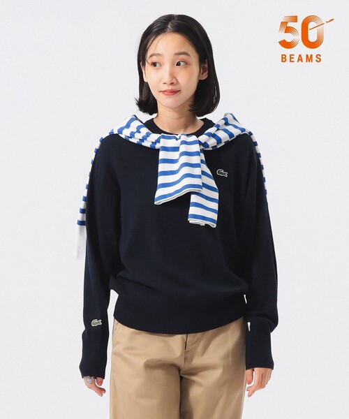 LACOSTE(ラコステ)の「【別注】LACOSTE / クルー ネック ニット(ニット/セーター・レディース・ネイビー/グレー/ダークブラウン・36/38)」の3枚目の写真