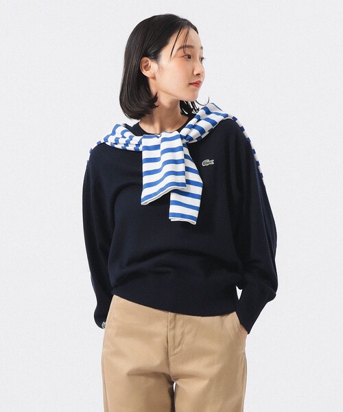 LACOSTE(ラコステ)の「【別注】LACOSTE / クルー ネック ニット(ニット/セーター・レディース・ネイビー/グレー/ダークブラウン・36/38)」の4枚目の写真