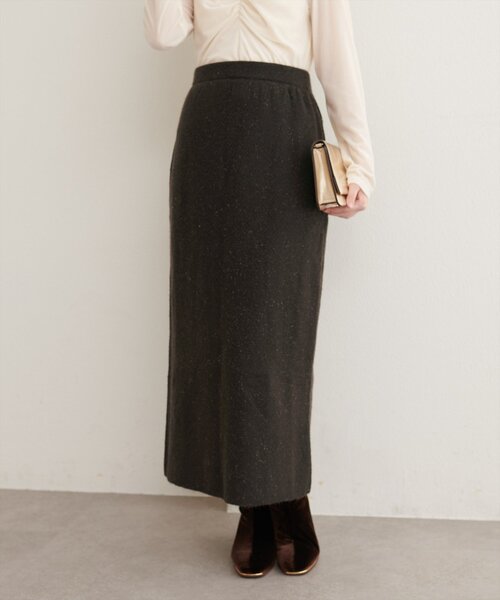 natural couture(ナチュラルクチュール)の「〈セットアップ可〉ジャガード柄編みニットスカート(スカート・レディース・ネイビー/オフホワイト/ブラウン/ピンク/ブラック・FREE)」の3枚目の写真