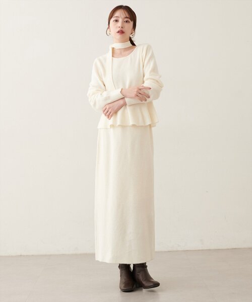 natural couture(ナチュラルクチュール)の「〈セットアップ可〉ジャガード柄編みニットスカート(スカート・レディース・ネイビー/オフホワイト/ブラウン/ピンク/ブラック・FREE)」の9枚目の写真