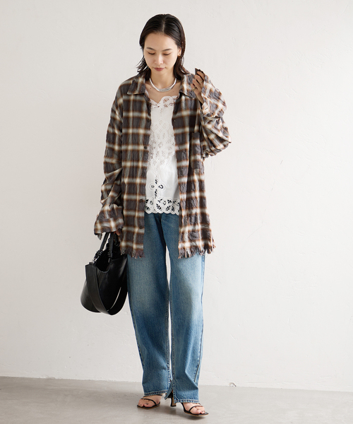 ARMY TWILL(アーミーツイル)の「別注【ARMY TWILL/アーミーツイル】CheckedUtilityShirt(シャツ/ブラウス・レディース・カーキ/レッド/チャコールグレー・FREE)」の4枚目の写真