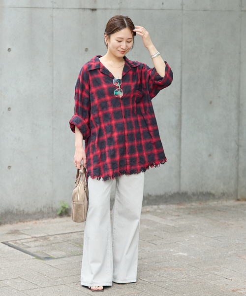 ARMY TWILL(アーミーツイル)の「別注【ARMY TWILL/アーミーツイル】CheckedUtilityShirt(シャツ/ブラウス・レディース・カーキ/レッド/チャコールグレー・FREE)」の6枚目の写真
