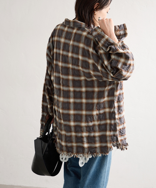 ARMY TWILL(アーミーツイル)の「別注【ARMY TWILL/アーミーツイル】CheckedUtilityShirt(シャツ/ブラウス・レディース・カーキ/レッド/チャコールグレー・FREE)」の8枚目の写真