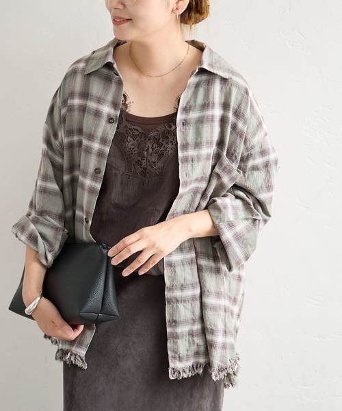 ARMY TWILL(アーミーツイル)の「別注【ARMY TWILL/アーミーツイル】CheckedUtilityShirt(シャツ/ブラウス・レディース・カーキ/レッド/チャコールグレー・FREE)」の9枚目の写真