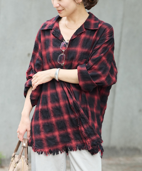 ARMY TWILL(アーミーツイル)の「別注【ARMY TWILL/アーミーツイル】CheckedUtilityShirt(シャツ/ブラウス・レディース・カーキ/レッド/チャコールグレー・FREE)」の10枚目の写真