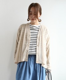 麻混ニットソーカーディガン