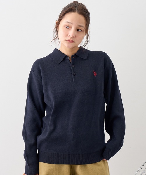 U.S. POLO ASSN.(ユーエスポロアッスン)の「【U.S. POLO ASSN./ユーエスポロアッスン】ワンポイント ダブルホースマン刺繍 スウェットライク ポロ セーター(ニット/セーター・メンズ・ブラック/ネイビー/モカ/杢グレー/アイボリー・LL/M/L)」の17枚目の写真
