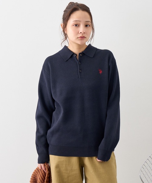 U.S. POLO ASSN.(ユーエスポロアッスン)の「【U.S. POLO ASSN./ユーエスポロアッスン】ワンポイント ダブルホースマン刺繍 スウェットライク ポロ セーター(ニット/セーター・メンズ・ブラック/ネイビー/モカ/杢グレー/アイボリー・LL/M/L)」の19枚目の写真