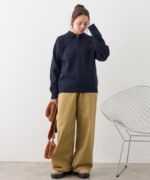 U.S. POLO ASSN.(ユーエスポロアッスン)の「【U.S. POLO ASSN./ユーエスポロアッスン】ワンポイント ダブルホースマン刺繍 スウェットライク ポロ セーター(ニット/セーター・メンズ・ブラック/ネイビー/モカ/杢グレー/アイボリー・LL/M/L)」の20枚目の写真