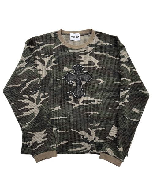 SK8ER ROCK(スケーターロック)の「クロスカモフラージュ ワッフルTシャツ (カーキ)(Tシャツ/カットソー・レディース・その他・ONE SIZE)」の1枚目の写真