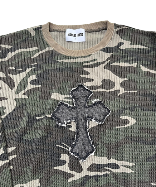 SK8ER ROCK(スケーターロック)の「クロスカモフラージュ ワッフルTシャツ (カーキ)(Tシャツ/カットソー・レディース・その他・ONE SIZE)」の3枚目の写真