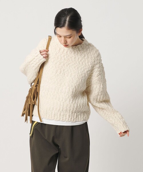 BEAUTY&YOUTH UNITED ARROWS(ビューティーアンドユースユナイテッドアローズ)の「ジャンボスラブ クルーネック ニットプルオーバー(ニット/セーター・レディース・ライトブルー/オフホワイト/ネイビー・FREE)」の8枚目の写真