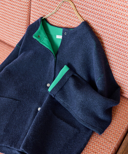 FREAK'S STORE(フリークスストア)の「限定展開 裏配色 スナップ ニット カーディガン(カーディガン/ボレロ・レディース・ブラック/ベージュ/ブラウン/グレー/ネイビー/チャコール・フリ-)」の6枚目の写真