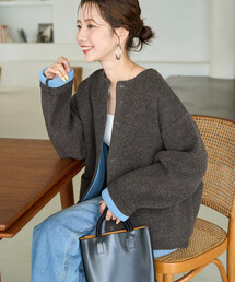 限定展開 裏配色 スナップ ニット カーディガン