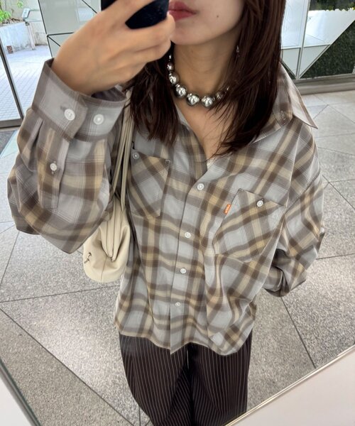 CIAOPANIC(チャオパニック)の「アソートチェックシャツ(シャツ/ブラウス・レディース・サックスブルー/ブラック系その他/ブラック系その他2/ブラウン・LARGE/MEDIUM)」の1枚目の写真