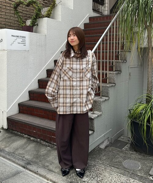 CIAOPANIC(チャオパニック)の「アソートチェックシャツ(シャツ/ブラウス・レディース・サックスブルー/ブラック系その他/ブラック系その他2/ブラウン・LARGE/MEDIUM)」の14枚目の写真