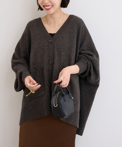 JOURNAL STANDARD relume（ジャーナルスタンダード　レリューム）の「《追加》ラムウールビッグカーディガン（カーディガン/ボレロ・レディース・ブラック/グレー/ブラウン・FREE）」の3枚目の写真