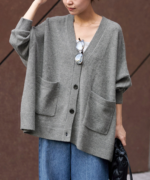 JOURNAL STANDARD relume（ジャーナルスタンダード　レリューム）の「《追加》ラムウールビッグカーディガン（カーディガン/ボレロ・レディース・ブラック/グレー/ブラウン・FREE）」の2枚目の写真