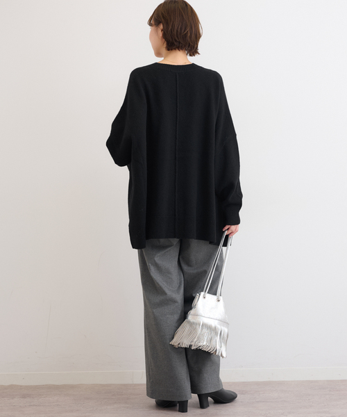 JOURNAL STANDARD relume（ジャーナルスタンダード　レリューム）の「《追加》ラムウールビッグカーディガン（カーディガン/ボレロ・レディース・ブラック/グレー/ブラウン・FREE）」の6枚目の写真