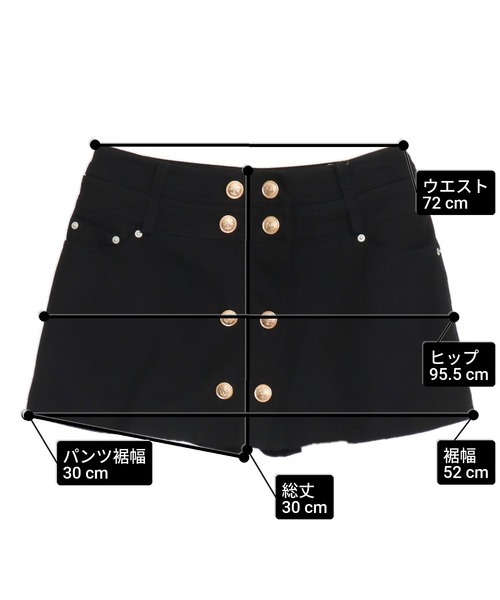 ANAP(アナップ)の「メタルボタンデザインミニスカパン(スカート・レディース・ブラック/カーキ・M/S)」の5枚目の写真