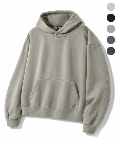 TRILLION(トリリオン)の「ESSENTIALS PIGMENT S.N.A.P クロップフーディ_5color(パーカー・メンズ・ブラック/ネイビー/グレー/カーキ/チャコール・MEDIUM/LARGE/X-LARGE)」の6枚目の写真