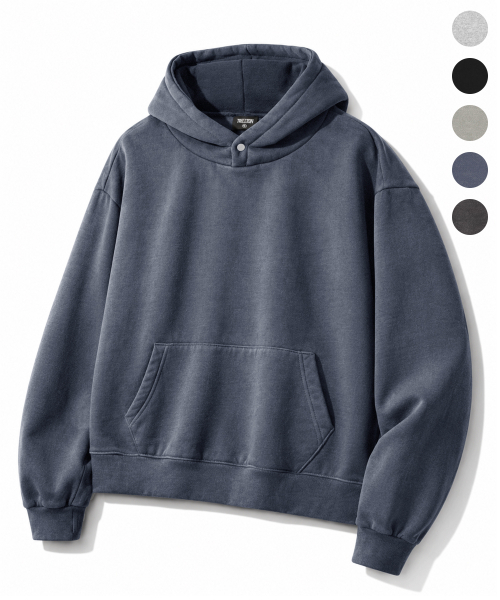 TRILLION(トリリオン)の「ESSENTIALS PIGMENT S.N.A.P クロップフーディ_5color(パーカー・メンズ・ブラック/ネイビー/グレー/カーキ/チャコール・MEDIUM/LARGE/X-LARGE)」の7枚目の写真