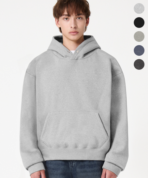 TRILLION(トリリオン)の「ESSENTIALS PIGMENT S.N.A.P クロップフーディ_5color(パーカー・メンズ・ブラック/ネイビー/グレー/カーキ/チャコール・MEDIUM/LARGE/X-LARGE)」の14枚目の写真