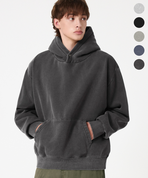 TRILLION(トリリオン)の「ESSENTIALS PIGMENT S.N.A.P クロップフーディ_5color(パーカー・メンズ・ブラック/ネイビー/グレー/カーキ/チャコール・MEDIUM/LARGE/X-LARGE)」の17枚目の写真