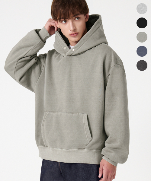 TRILLION(トリリオン)の「ESSENTIALS PIGMENT S.N.A.P クロップフーディ_5color(パーカー・メンズ・ブラック/ネイビー/グレー/カーキ/チャコール・MEDIUM/LARGE/X-LARGE)」の20枚目の写真