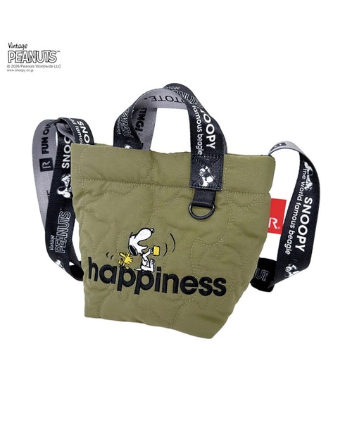 Vintage PEANUTS(ビンテージピーナッツ)の「ルートート / PEANUTS スヌーピー キルティング2WAYミニトートバッグ(ショルダーバッグ・レディース・ブラック/カーキ・FREE)」の6枚目の写真