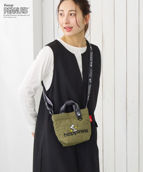 Vintage PEANUTS(ビンテージピーナッツ)の「ルートート / PEANUTS スヌーピー キルティング2WAYミニトートバッグ(ショルダーバッグ・レディース・ブラック/カーキ・FREE)」の17枚目の写真