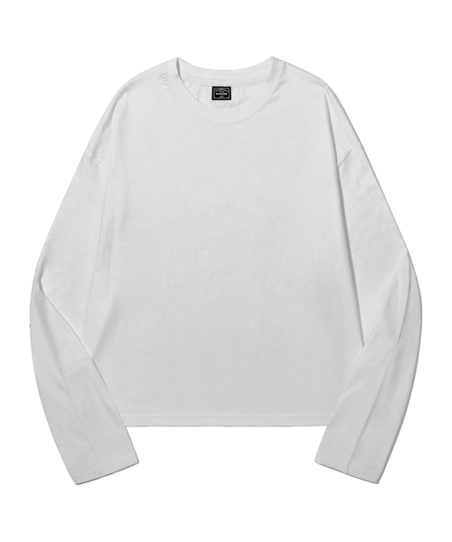 PEID（ペイド）の「PD スモールデイジー セミクロップド長袖Tシャツ 3色（Tシャツ/カットソー・レディース・ブラック/ホワイト/アッシュグレー・LARGE/X-LARGE/XX-LARGE）」の2枚目の写真