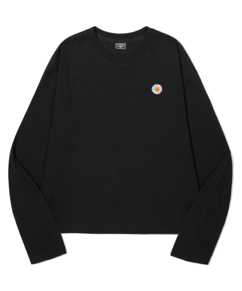 PEID（ペイド）の「PD スモールデイジー セミクロップド長袖Tシャツ 3色（Tシャツ/カットソー・レディース・ブラック/ホワイト/アッシュグレー・LARGE/X-LARGE/XX-LARGE）」の7枚目の写真