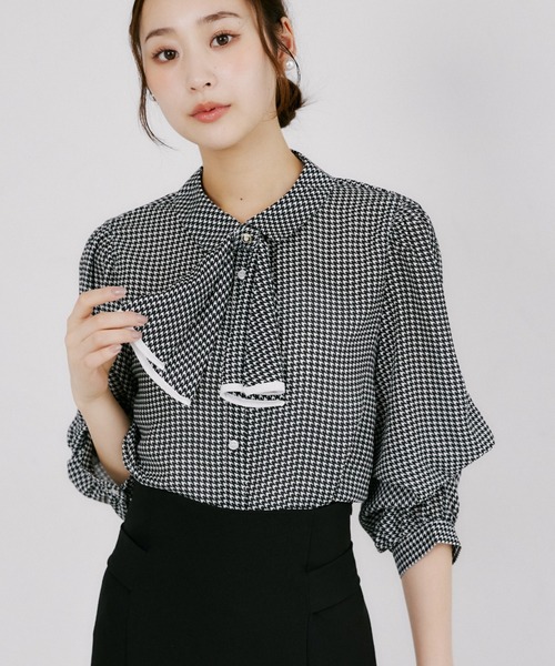 tocco closet(トッコ クローゼット)の「【ZOZO限定】3WAY千鳥格子柄ブラウス(シャツ/ブラウス・レディース・ブラック/オフホワイト・M)」の1枚目の写真