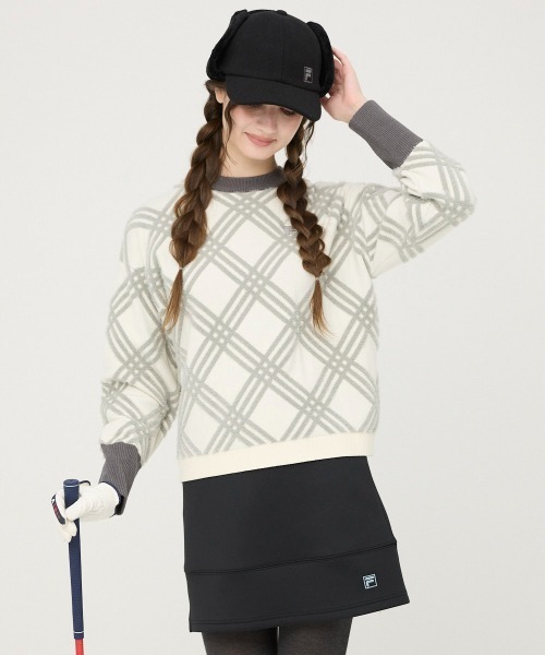 FILA GOLF（フィラゴルフ ）の「【FILA GOLF/フィラゴルフ】レディースクルーネックセーター　ゴルフ（ニット/セーター・レディース・オフホワイト/ブラック/ブルー・MEDIUM/X-LARGE/LARGE）」の5枚目の写真