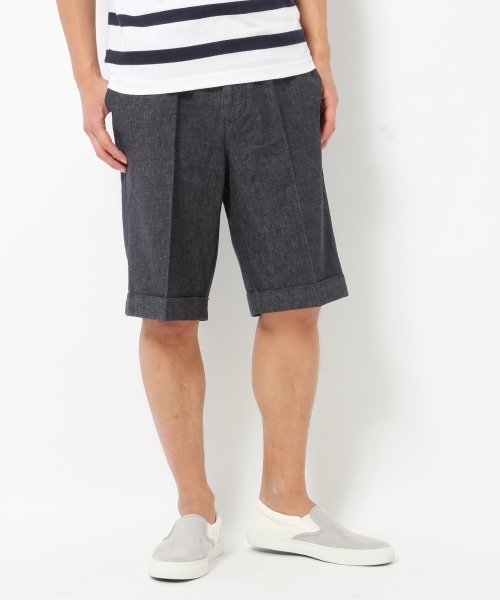 GLOBAL WORK（グローバルワーク）の「ストレッチコットンリネンデニムショーツ/710343（その他パンツ・メンズ・ネイビー/ダークブルー/ブルー・LARGE/X-LARGE/MEDIUM/SMALL）」の2枚目の写真