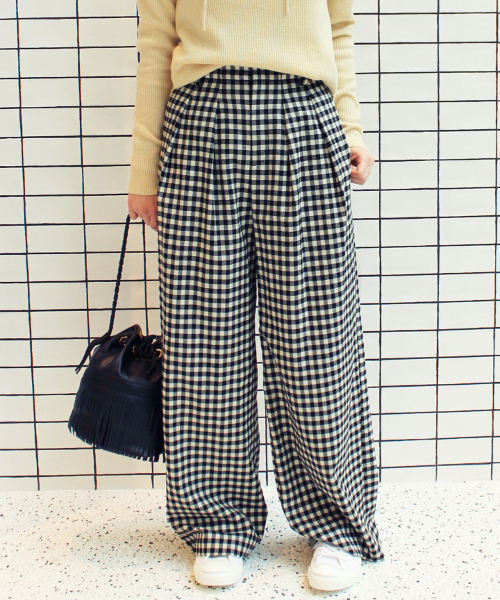 Iena イエナ の ギンガムタックワイドパンツ その他パンツ Wear