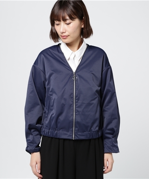 VENCEEXCHANGE（ヴァンスエクスチェンジ）の「ジップブルゾン（ブルゾン・レディース・ネイビー/ベージュ/オリーブ・MEDIUM）」の4枚目の写真