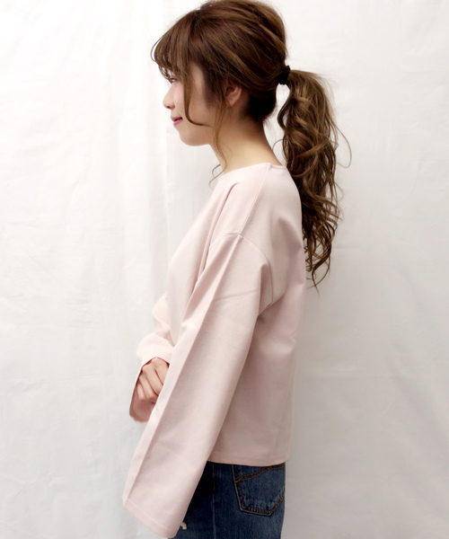 archives（アルシーヴ）の「【Web限定】シャーリングスリーブトップス（Tシャツ/カットソー・レディース・グレー/ホワイト×ブラック/ブラック×ホワイト/ピンク・MEDIUM）」の5枚目の写真