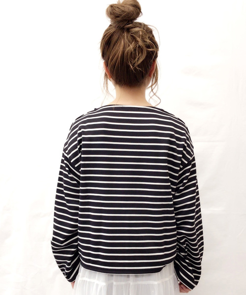 archives（アルシーヴ）の「【Web限定】シャーリングスリーブトップス（Tシャツ/カットソー・レディース・グレー/ホワイト×ブラック/ブラック×ホワイト/ピンク・MEDIUM）」の13枚目の写真