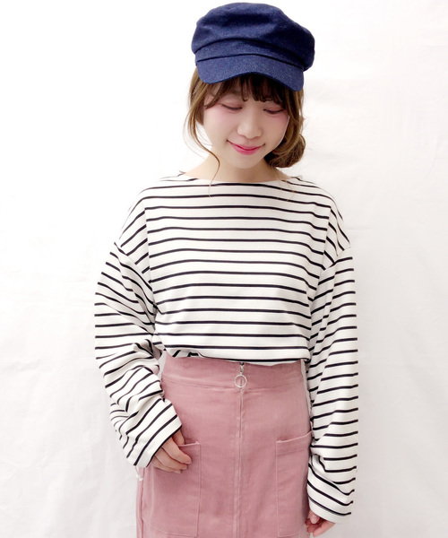 archives（アルシーヴ）の「【Web限定】シャーリングスリーブトップス（Tシャツ/カットソー・レディース・グレー/ホワイト×ブラック/ブラック×ホワイト/ピンク・MEDIUM）」の16枚目の写真