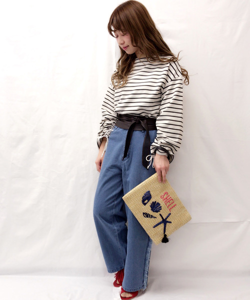 archives（アルシーヴ）の「【Web限定】シャーリングスリーブトップス（Tシャツ/カットソー・レディース・グレー/ホワイト×ブラック/ブラック×ホワイト/ピンク・MEDIUM）」の18枚目の写真