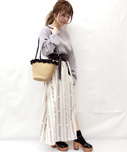 archives（アルシーヴ）の「【Web限定】シャーリングスリーブトップス（Tシャツ/カットソー・レディース・グレー/ホワイト×ブラック/ブラック×ホワイト/ピンク・MEDIUM）」の11枚目の写真