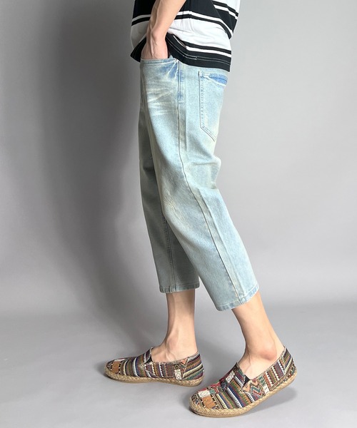 BEATJIVE(ビートジャイブ)の「デニムパンツ メンズ 7分丈 ストレッチ サルエル クロップドパンツ ヴィンテージ加工(デニムパンツ・メンズ・ライトブルー/ブラック/インディゴブルー/ワンウォッシュ・1/2/3)」の16枚目の写真