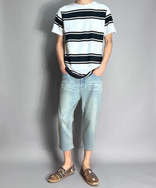 セール】クロップドパンツ メンズ デニムパンツ サルエルパンツ