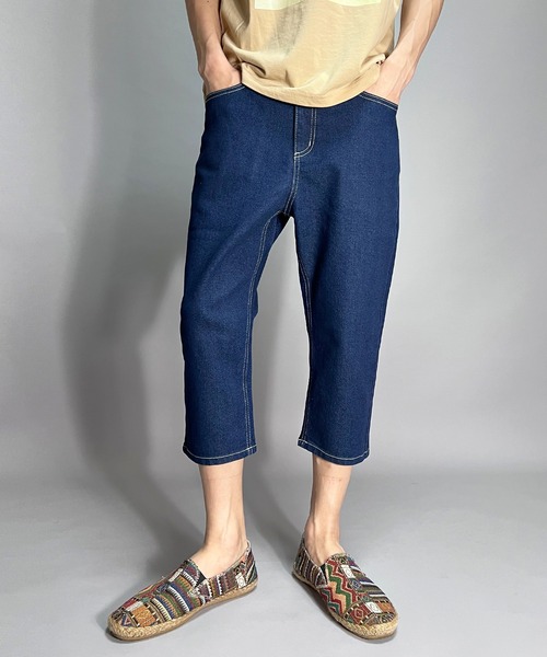 セール】クロップドパンツ メンズ デニムパンツ サルエルパンツ