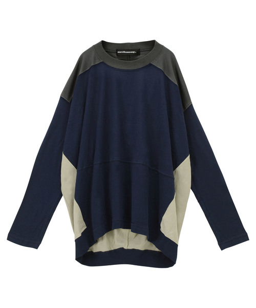 mercibeaucoup,（メルシーボークー）の「Ｂ：マルマルの合わせ②（Tシャツ/カットソー・レディース・カーキ/ネイビー・01）」の2枚目の写真