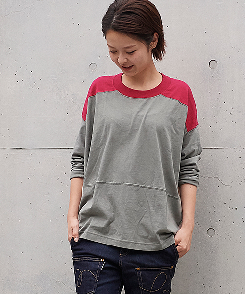 mercibeaucoup,（メルシーボークー）の「Ｂ：マルマルの合わせ②（Tシャツ/カットソー・レディース・カーキ/ネイビー・01）」の9枚目の写真