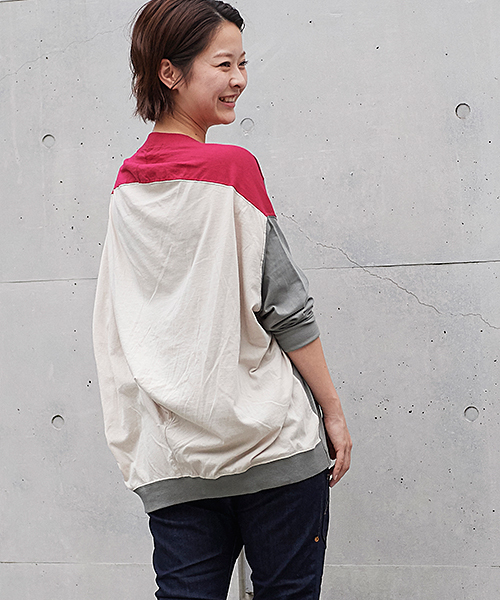 mercibeaucoup,（メルシーボークー）の「Ｂ：マルマルの合わせ②（Tシャツ/カットソー・レディース・カーキ/ネイビー・01）」の10枚目の写真