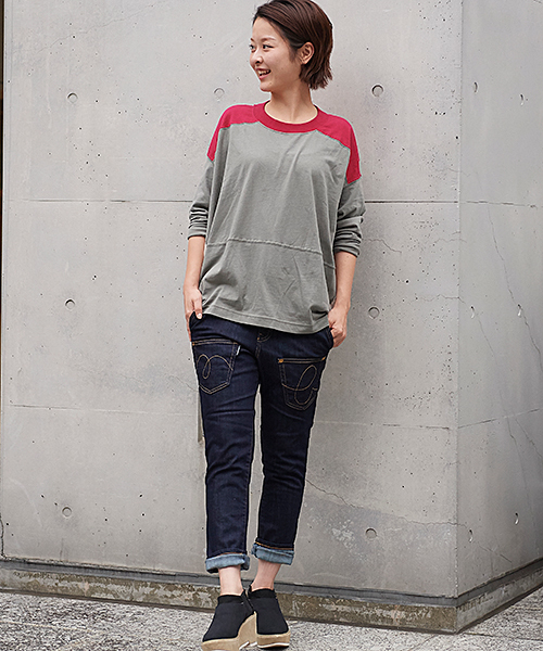 mercibeaucoup,（メルシーボークー）の「Ｂ：マルマルの合わせ②（Tシャツ/カットソー・レディース・カーキ/ネイビー・01）」の11枚目の写真